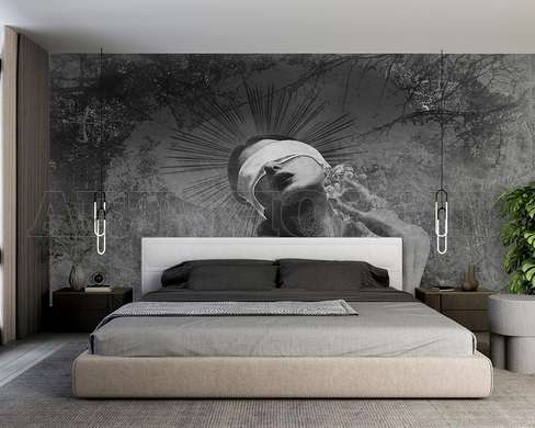 Wall mural - The mysterious girl in black and white shades