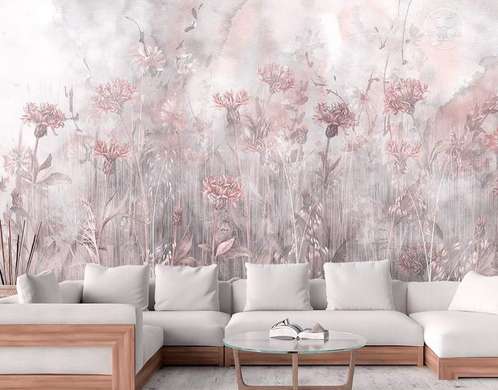 Wall Mural - Pink flowers in the grass