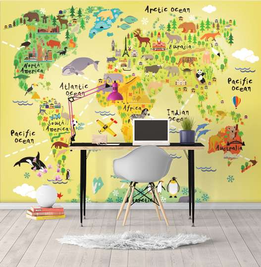 Wall Mural - Yellow world map