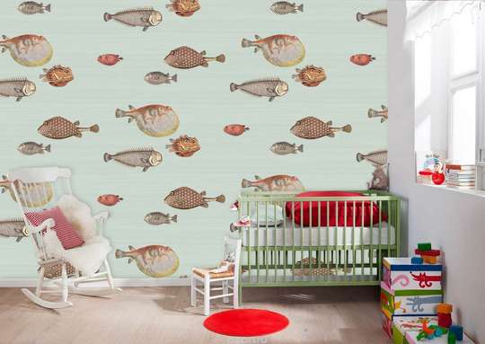 Wall Mural - Fishes on a blue background