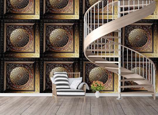 Wall Mural - Wooden ornament with a repeating element