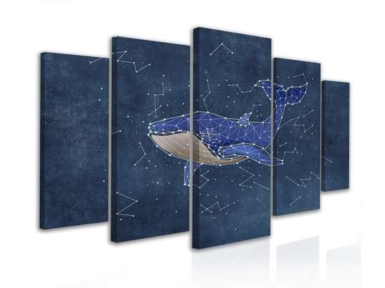 Tablou Pe Panza Multicanvas, Balena și constelațiile, 108 х 60