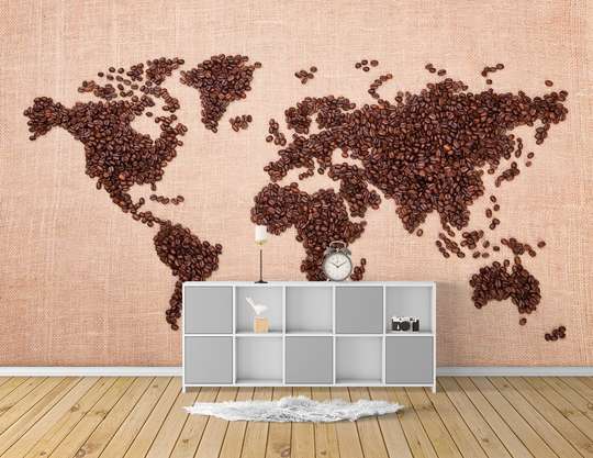 Wall Mural - Coffee card on a beige background