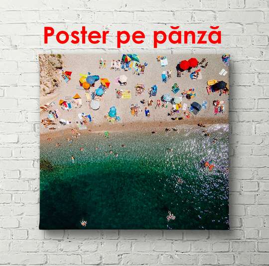 Постер - Вид на пляж сверху, 40 x 40 см, Холст на подрамнике
