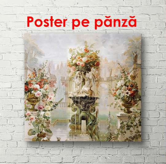Poster - Beautiful waterfall, 100 x 100 см, Framed poster
