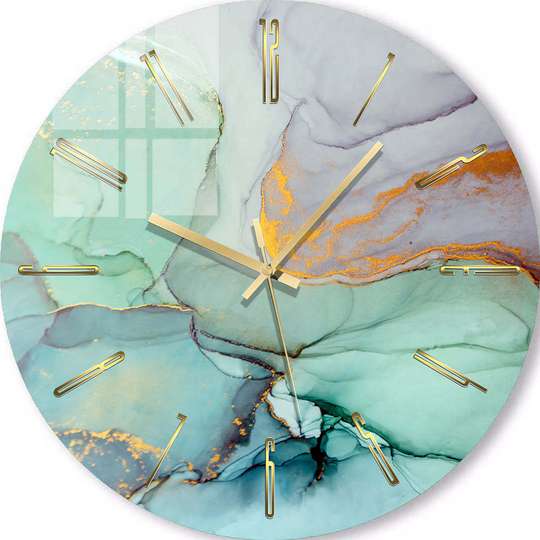 Glass clock - Turquoise Vibe, 40cm