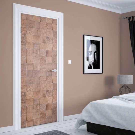Stickere 3D pentru uși, Textură de lemn, 60 x 90cm, Autocolant pentru Usi
