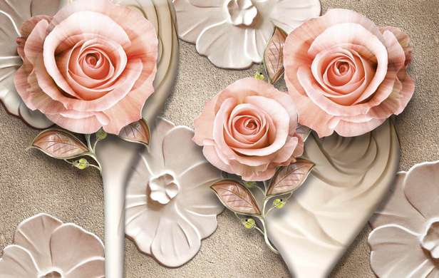 Screen - Beige roses on a silver background, 7