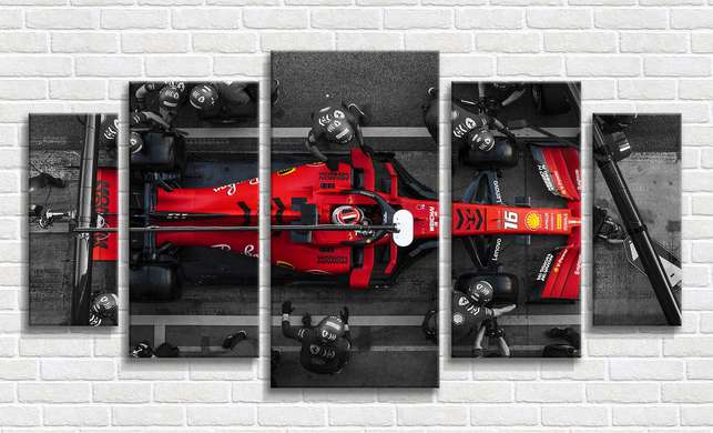 Tablou Pe Panza Multicanvas, Formula 1 roșie, 206 x 115
