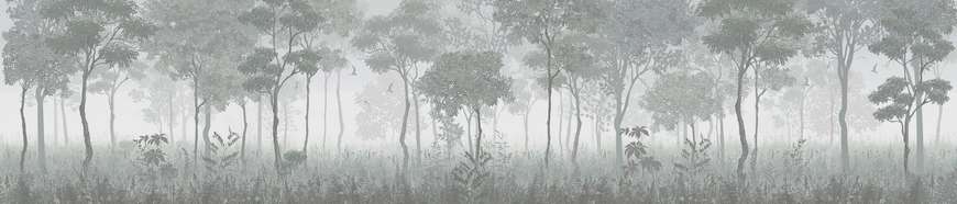 Фотообои - Панорамный лес в холодных оттенках