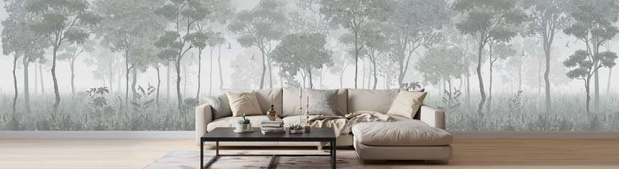 Wall Mural - Panoramic forest in cold shades