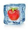 Poster - Strawberries in an ice cube, 100 x 100 см, Framed poster on glass, Food and Drinks