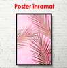 Poster - Frunze de palmier pe fundal roz aprins, 60 x 90 см, Poster inramat pe sticla, Botanică