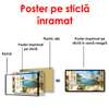 Poster - Summer patio overlooking the lake, 90 x 45 см, Framed poster on glass, Nature