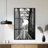 Poster - Black & White Railroad on a Metal Bridge, 30 x 45 см, Canvas on frame, Maps and Cities