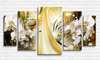 Modular picture, White orchids on a yellow background, 108 х 60