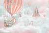 Nursery Wall Mural - Cute animals above the clouds with a fairy tale world