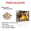 Poster - Yellow cup of coffee on the table with coffee beans, 90 x 60 см, Framed poster, Food and Drinks