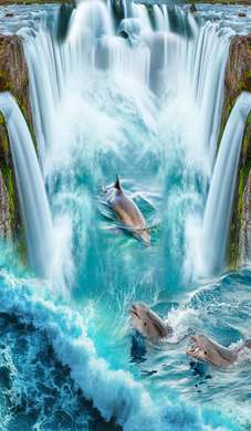 Fototapet - Delfinii în apă