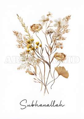 Poster - Beige Dried Flower Bouquet, 60 x 90 см, Framed poster on glass, Botanical