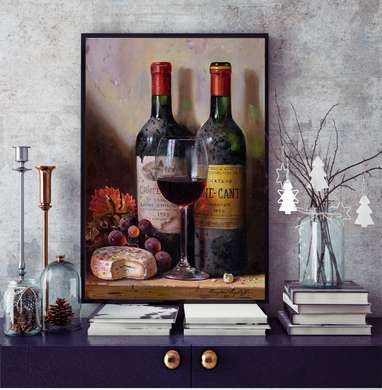 Poster - Sticlele de vin pe masă, 60 x 90 см, Poster înrămat, Provence