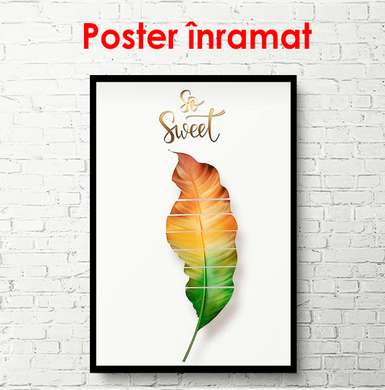Poster - Leaf on a white background, 60 x 90 см, Framed poster, Botanical
