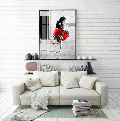 Poster - Fată cu o fustă roșie, 60 x 90 см, Poster înrămat