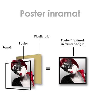 Постер - Дама в загадочной маске, 40 x 40 см, Холст на подрамнике