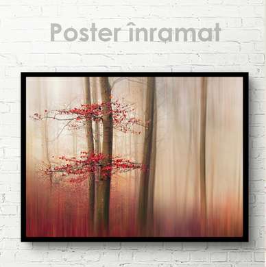Poster - Red Forest, 90 x 60 см, Framed poster on glass, Nature
