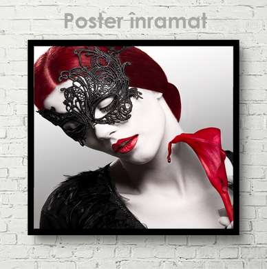 Poster - Lady in a mysterious mask, 40 x 40 см, Canvas on frame