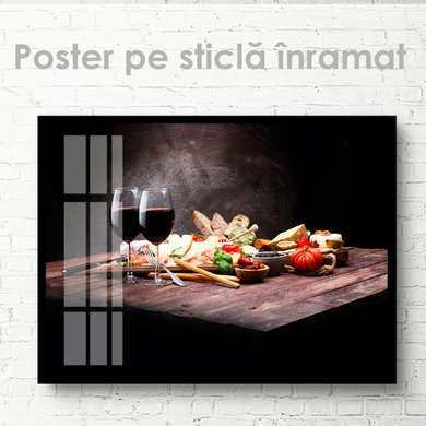 Poster - Plateau for two, 90 x 60 см, Framed poster on glass, Food and Drinks