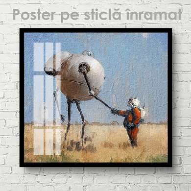 Poster - Robot and man, 40 x 40 см, Canvas on frame, For Kids