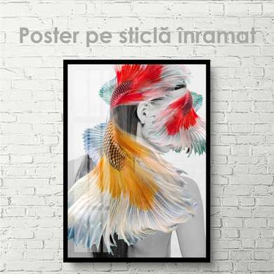 Poster - Silhouette of a girl, 60 x 90 см, Framed poster on glass, Fantasy