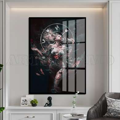 Poster - The mysterious lady, 60 x 90 см, Framed poster on glass, Abstract