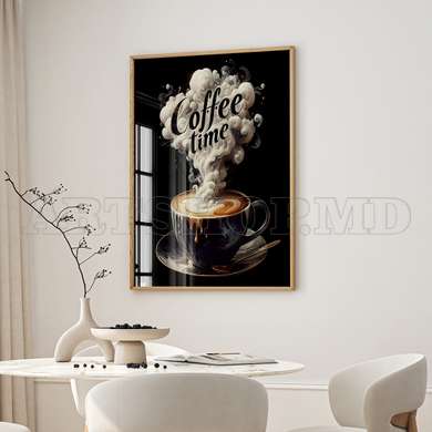 Poster - Timp de cafea, 60 x 90 см, Poster inramat pe sticla, Alimente și Băuturi