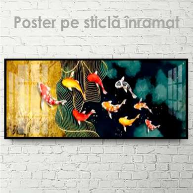 Постер - Разноцветные рыбки, 90 x 30 см, Холст на подрамнике