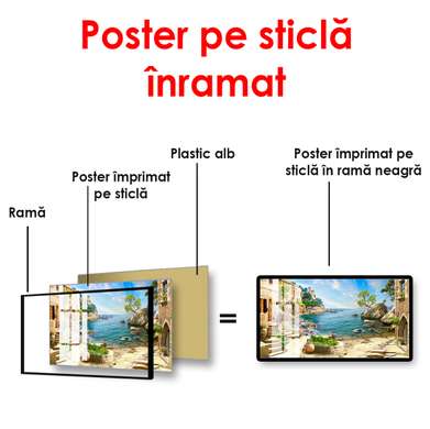 Poster - Peisaj de vară cu vedere la mare, 90 x 45 см, Poster înrămat, Natură