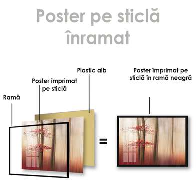 Poster - Pădurea roșie, 90 x 60 см, Poster inramat pe sticla