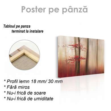 Poster - Pădurea roșie, 90 x 60 см, Poster inramat pe sticla
