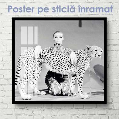 Постер - Черно белые каллы, 100 x 100 см, Холст на подрамнике, Черно Белые
