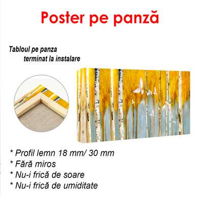 Poster - Copaci galbeni pe un fundal cenușiu, 150 x 50 см, Poster înrămat, Botanică