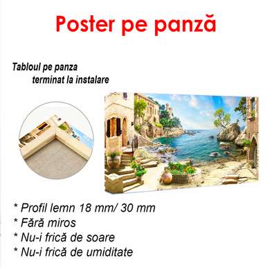 Poster - Summer patio overlooking the lake, 90 x 45 см, Framed poster