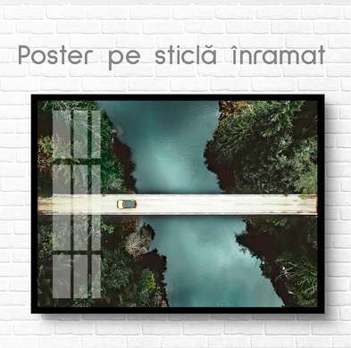 Poster - Road, 90 x 60 см, Framed poster on glass