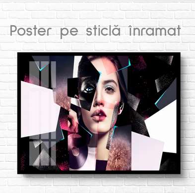 Poster - Girl in glamor style, 90 x 45 см, Framed poster on glass
