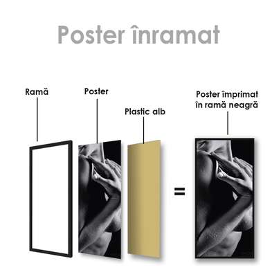 Poster - Fiori pe corpp, 50 x 150 см, Poster inramat pe sticla