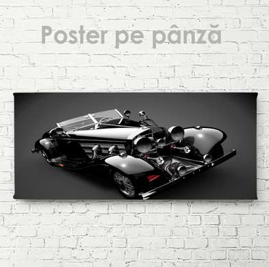 Poster - Mercedes vintage, 90 x 45 см, Poster inramat pe sticla