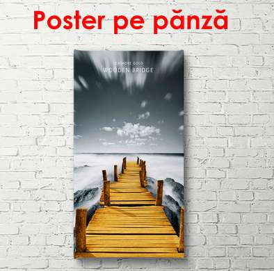 Poster - Podul de lemn de-a lungul lacului, 45 x 90 см, Poster înrămat, Natură