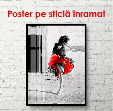 Poster - Fată cu o fustă roșie, 60 x 90 см, Poster înrămat