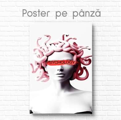 Poster - Fata cu parul roz, 30 x 60 см, Panza pe cadru