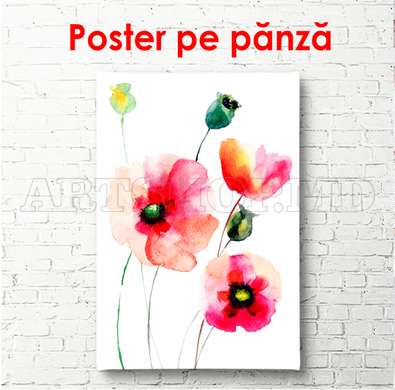 Poster - Painted red poppies, 60 x 90 см, Framed poster, Minimalism